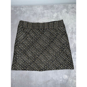 Women's Black Beige Plaid Tweed Mini Skirt Size 6